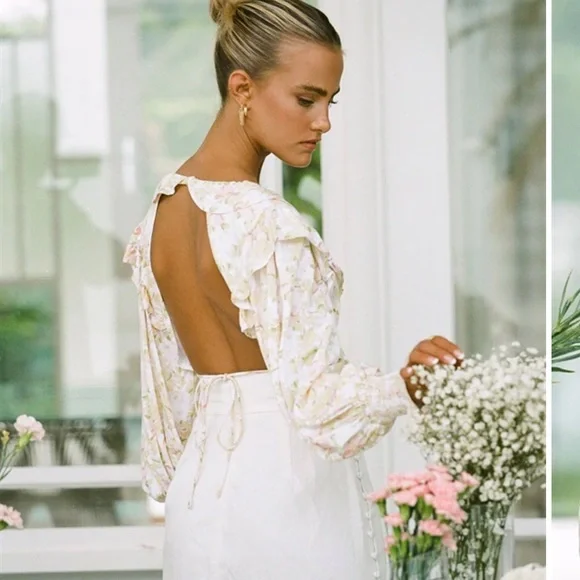 Sabo Skirt Floral Open-Back Bodysuit - Picture 2 of 6